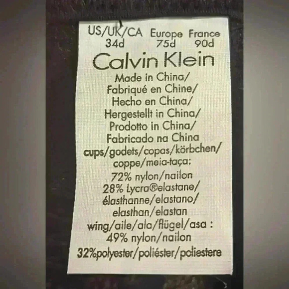 Calvin Klein T-Shirt Bra Black With Lace 34D - Picture 7 of 8